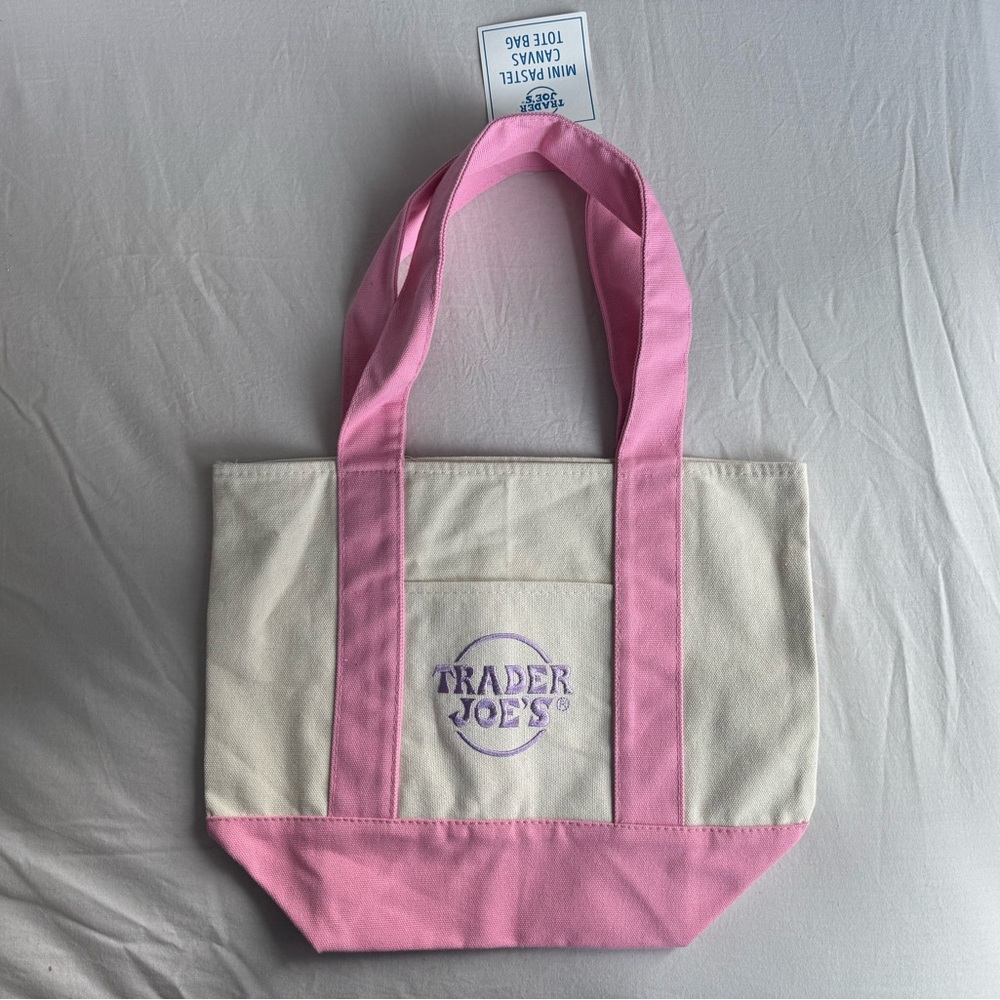 Trader Joe's Pink and Cream Canvas Tote